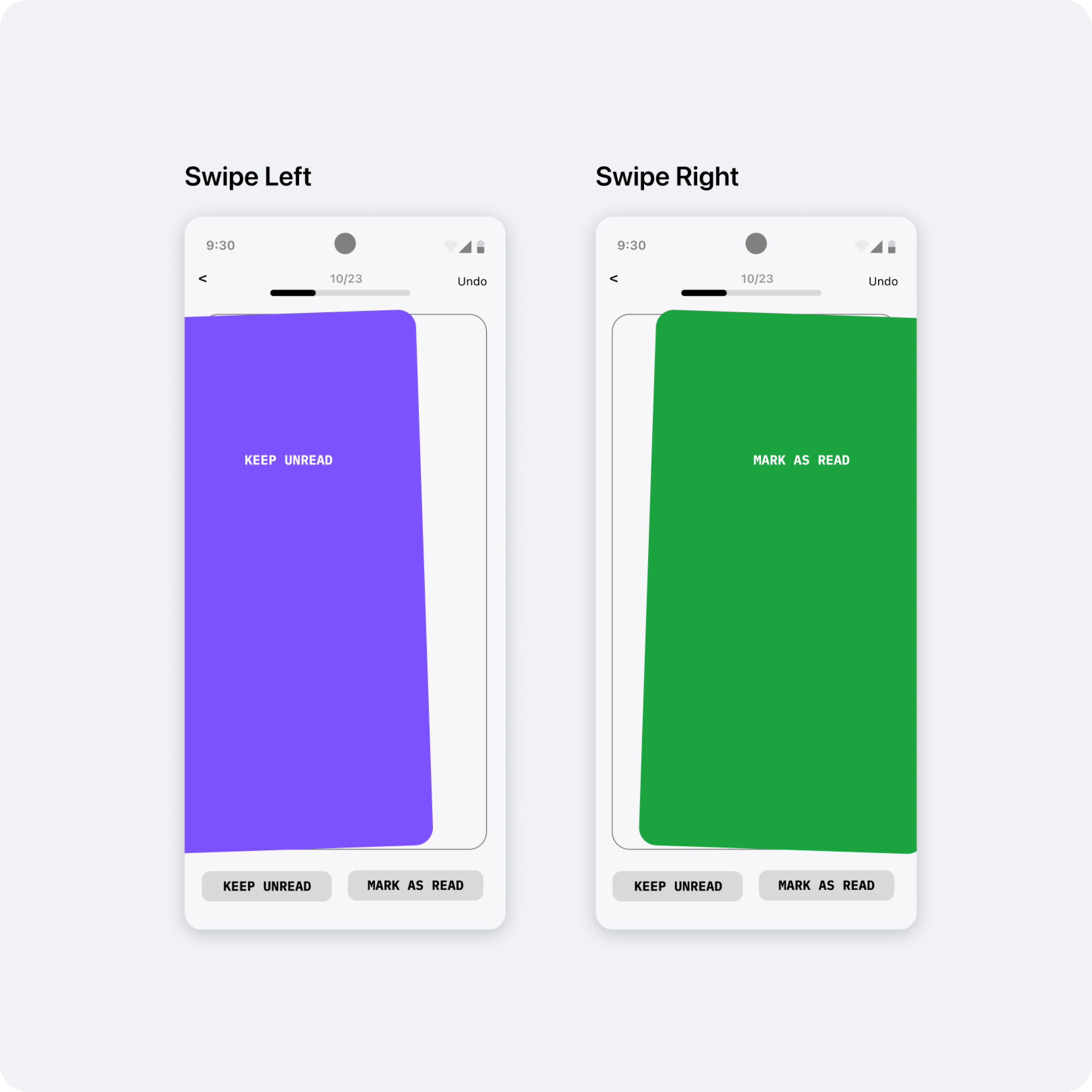 Swipe interaction wireframe